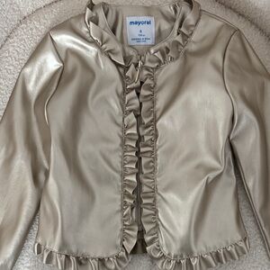 Mayoral Metallic Kids Blazer with Ruffles